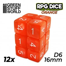 12x Dadi D6 16mm - Arancione